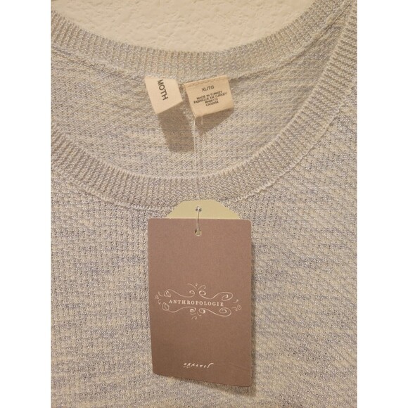 NWT MOTH ANTHROPOLOGIE WOMEN'S Blue & WHITE SWEATER VEST BLOUSE SIZE XL lace - Picture 6 of 7